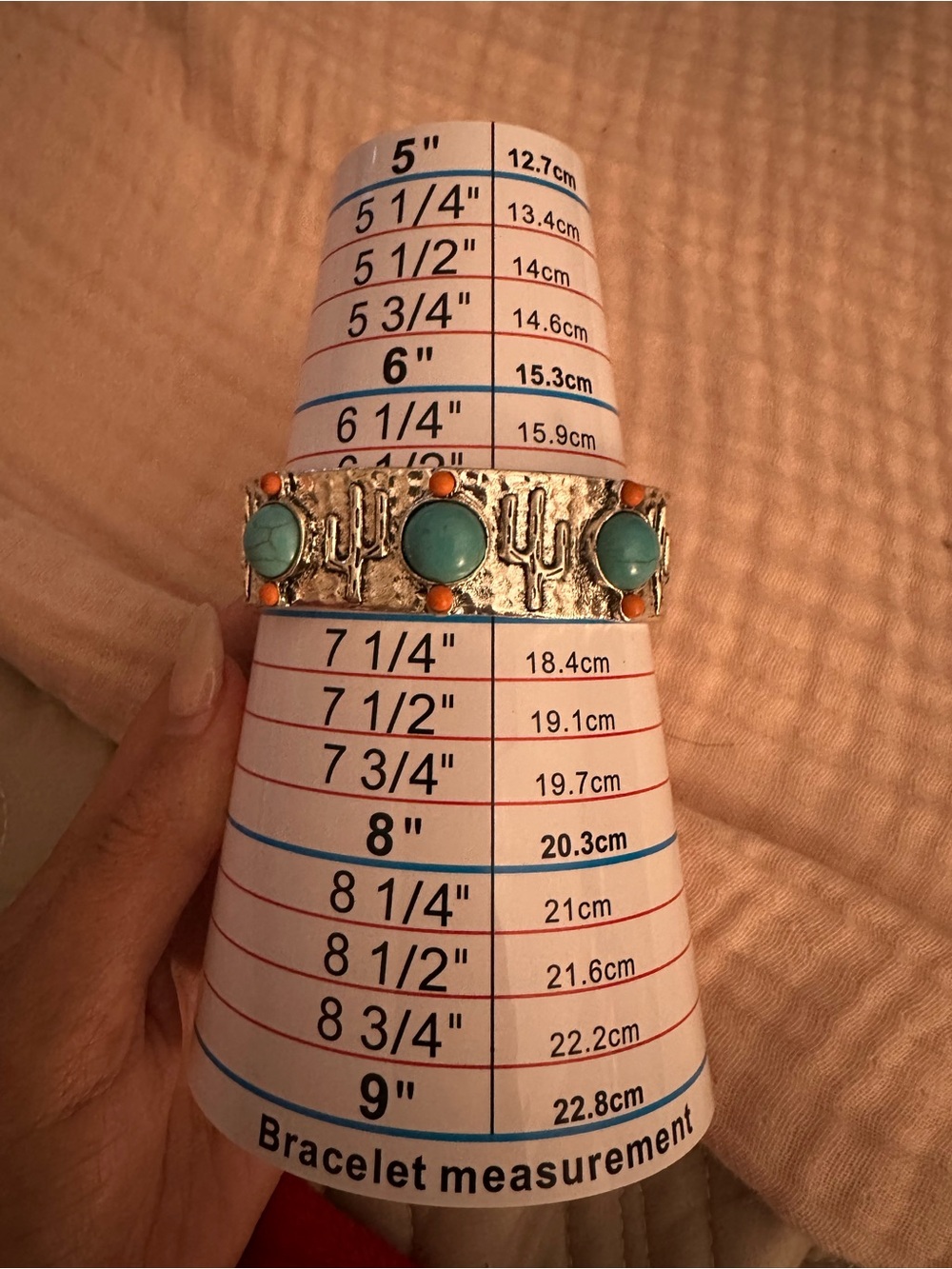 Turquoise and Orange Southwestern Cuff Bracelet